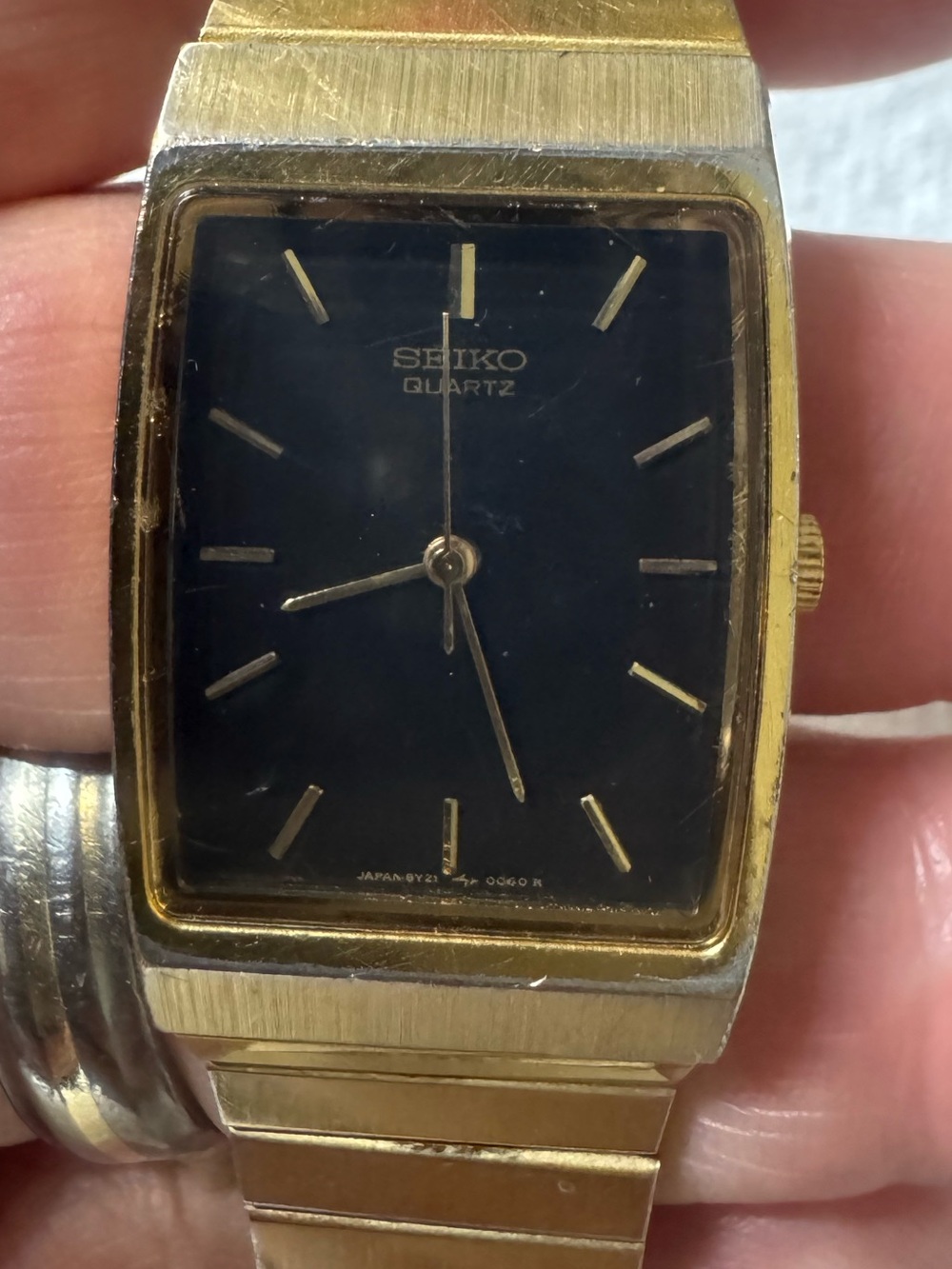 Seiko Gold-Tone Case with Black Dial Quartz Watch
